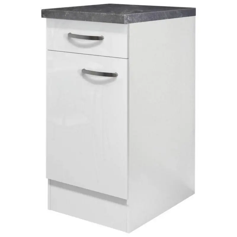 Küchenunterschrank Alba B: 40 Cm Weiß/schiefer Mit Lade