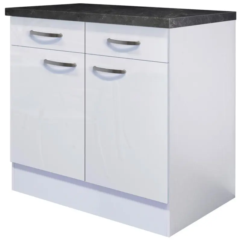 Küchenunterschrank Alba B: 80 Cm Weiß/schiefer Mit Laden