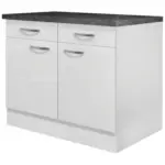 Möbelix Küchenunterschrank Alba B: 100 Cm Weiß/schiefer Mit Laden