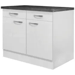 Küchenunterschrank Alba B: 100 Cm Weiß/schiefer Mit Laden