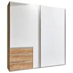 Möbelix Schwebetürenschrank Mit Laden 250cm Level 36a, Weiß/eiche