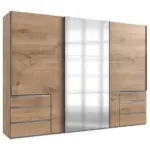 Möbelix Schwebetürenschrank Mit Spiegel 300cm Level 36a, Eiche Dekor