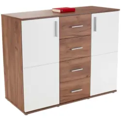 Kommode B 132cm Ina 03, Eiche Kraft Dekor/weiß