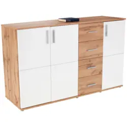 Kommode B 175,6cm Ina, Wotan Eiche Dekor/weiß