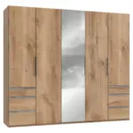 Möbelix Drehtürenschrank Mit Spiegel + Laden 250cm Level 36a, Eiche