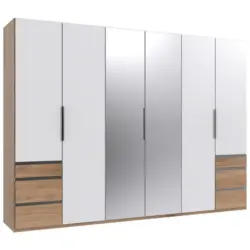 Drehtürenschrank Mit Spiegel + Laden 300cm Level 36a, Weiß