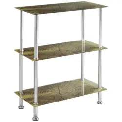 Regal mit Glasfächern Bedruckt Glare B 60cm, Edelstahl/Braun