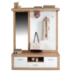 Garderobe Malta Eiche Dekor/ Weiß B: 145 Cm Mit Spiegel