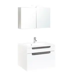 Badmöbel-set 3-tlg. Inkl. Led Siena B: 80cm, Weiß