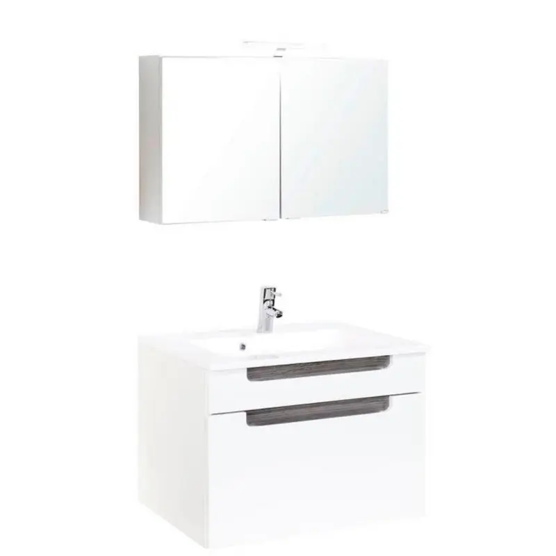 Badmöbel-set 3-tlg. Inkl. Led Siena B: 80cm, Weiß