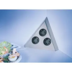 Ecksteckdose Küche Edelstahl 3-Fach