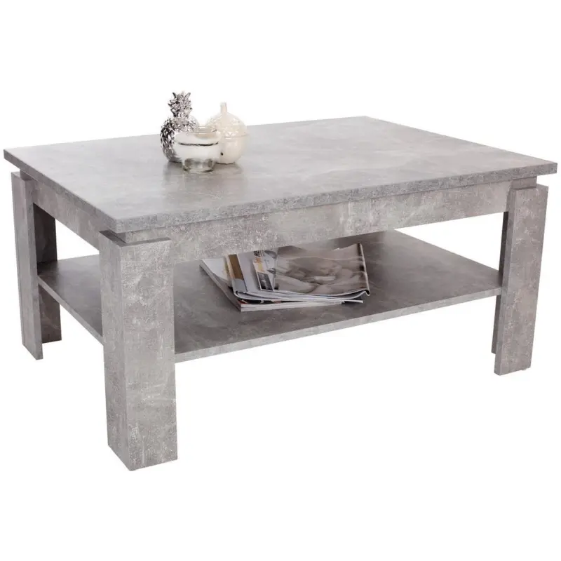 Couchtisch mit Ablagefach Nizza 2, Betonoptik Hell