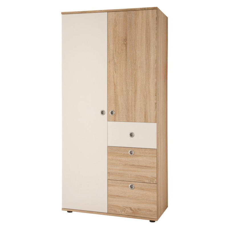 Drehtürenschrank M. Laden 90cm Wiki, Eiche Dekor/weiß