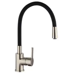 K&uuml;chenarmatur Flexo Schwarz/ Edelstahl Schwenkbar Hochdruck