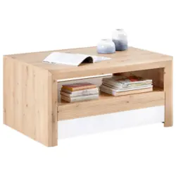 Couchtisch Mit Stauraum Kashmir New, Eiche Dekor/weiß