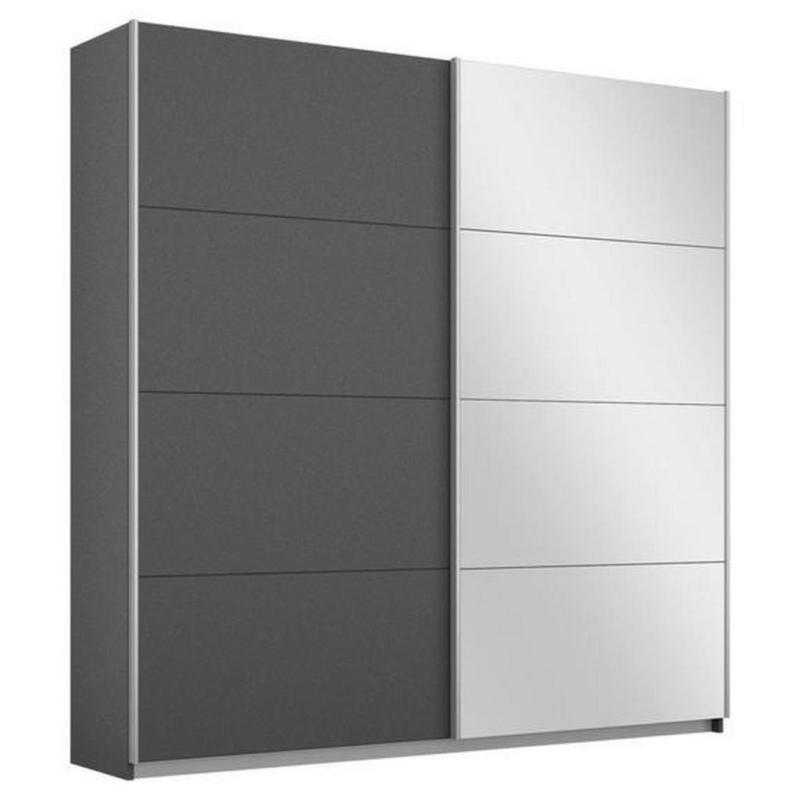 Schwebetürenschrank Mit Spiegel 181cm Belluno, Grau Metallic