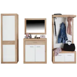 Garderoben-Set Malta San Remo/Weiß 5--teilig. Mit Spiegel