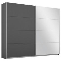 Schwebetürenschrank mit Spiegel 226cm Belluno, Grau Metallic