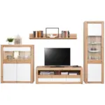 M&ouml;belix Wohnkombination 4-Tlg. mit Led Kashmir New, Eiche Dekor/Wei&szlig;