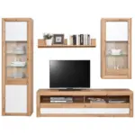 M&ouml;belix Wohnkombination 4 -Teilig. mit Led Kashmir New 4 Eiche Dekor/Wei&szlig;