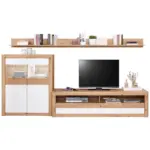 M&ouml;belix Wohnkombination 5 -teilig. Mit Led Kashmir New 5 Eiche Dekor/wei&szlig;