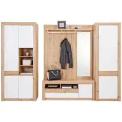 Garderoben-set Kashmir New Weiß/eiche Dekor 3--Teilig