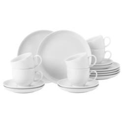 Kaffeeservice Sketch Keramik 6 Personen Geschirr Set Weiß