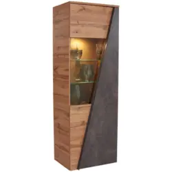 Vitrine Venedig B: 70 Cm Betonoptik/wotan Eiche Dekor