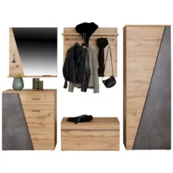 Garderoben-set Venedig Wotan Eiche Dekor/betonoptik 5 -Teilig.