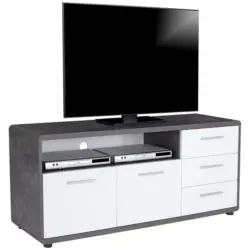 TV-Lowboard Fontana B: 150 cm Grau/Weiß