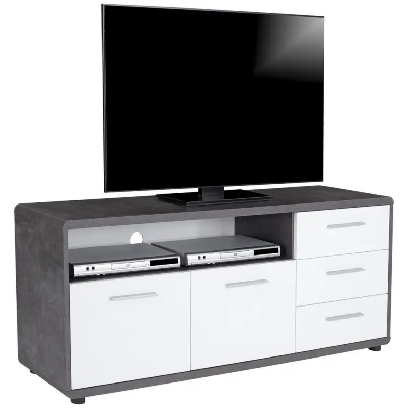 TV-Lowboard Fontana B: 150 cm Grau/Weiß