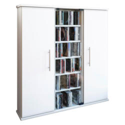 Cd Regal Mit Türen Santo 86 Cm Weiß, Glas