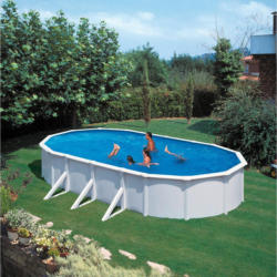 Stahlwandpool Oval Steely De Luxe mit Leiter L: 730 cm