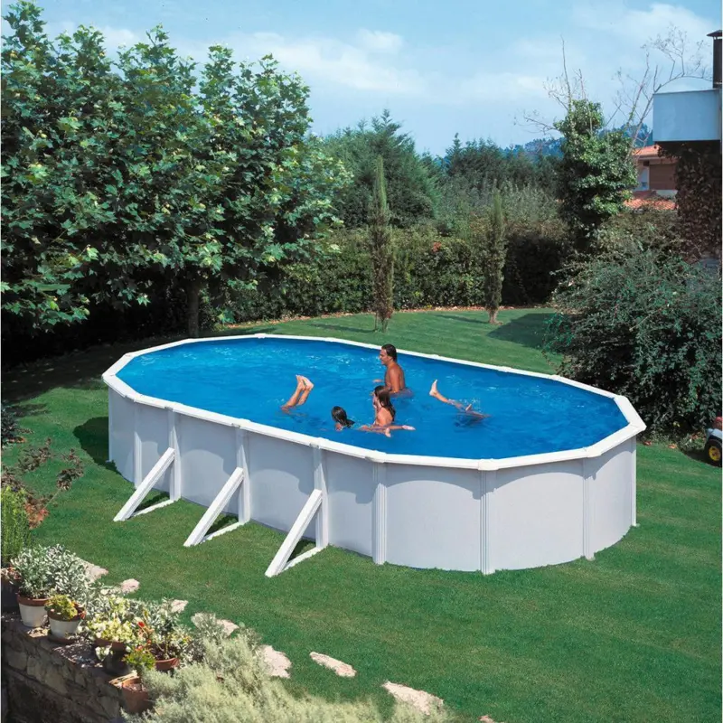 Stahlwandpool Oval Set Steely De Luxe mit Pumpe L: 610 cm