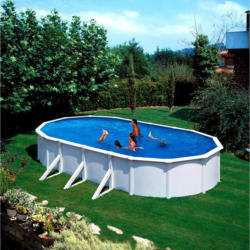 Stahlwandpool Oval Steely De Luxe mit Leiter L: 490 cm