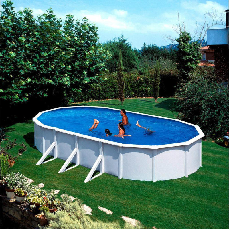 Stahlwandpool Oval Steely De Luxe mit Leiter L: 490 cm