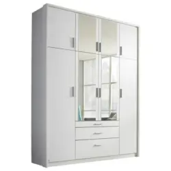 Drehtürenschrank Mit Spiegel 185 Cm Weiß Hildesheim