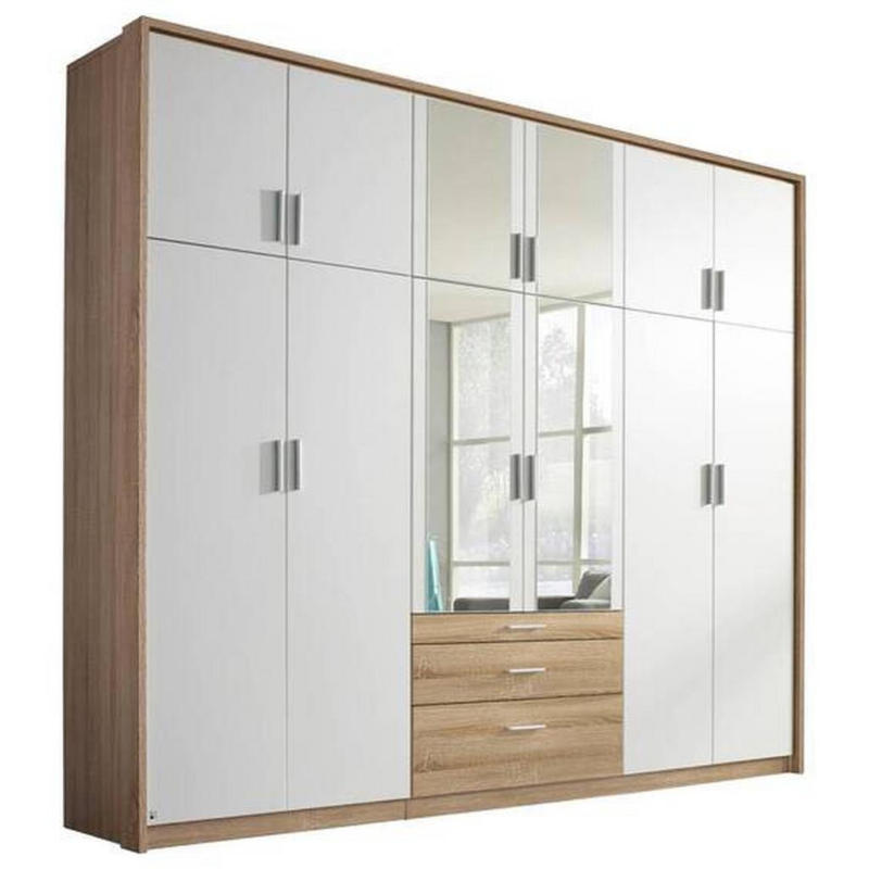 Drehtürenschrank Mit Spiegel + Laden 275cm Hildesheim, Weiß