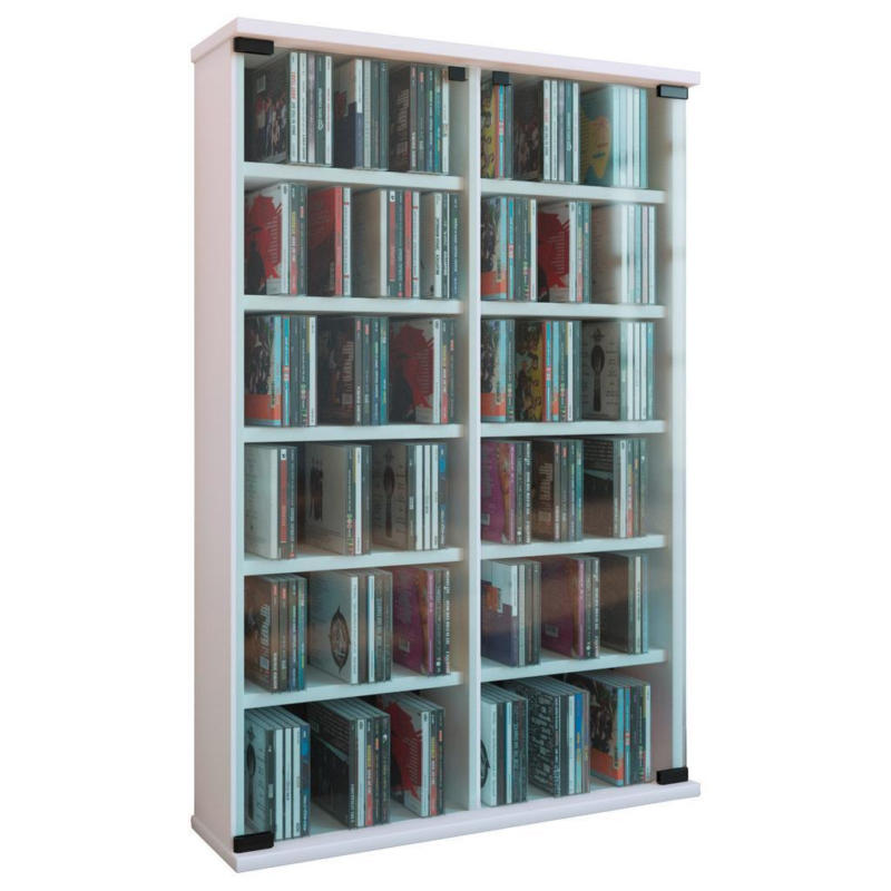 Cd Regal Mit Glastüren Roma 60 Cm Weiß