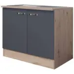 M&ouml;belix K&uuml;chenunterschrank Shadow 100 Cm Grau/eiche Dekor Mit Sp&uuml;le