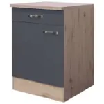 Möbelix Küchenunterschrank Shadow B: 60 Cm Grau/eiche Dekor