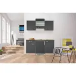 Möbelix Küchenzeile Shadow Mit Geräten 150 Cm Grau/eiche Dekor
