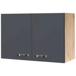 K&uuml;chenoberschrank Shadow 80cm Grau/eiche Dekor 2 Dreht&uuml;ren