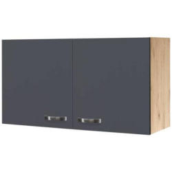 Küchenoberschrank Shadow 100cm Grau/eiche Dekor 2 Drehtüren