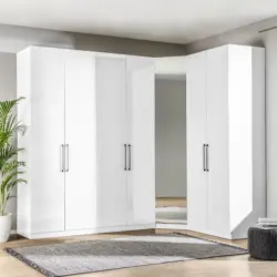 Eckschrank Mit Spiegel 273x182 Cm Unit Weiß