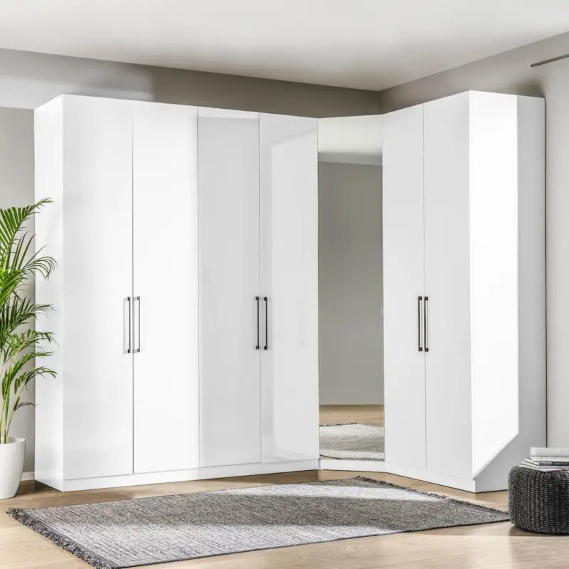 Eckschrank Mit Spiegel 273x182 Cm Unit Weiß