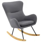 Möbelix Schaukelstuhl M. Echtholzkufen Rocking Scandi Webstoff Grau