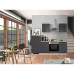 Möbelix Küchenzeile Shadow Mit Geräten 220 Cm Grau/eiche Dekor