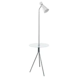 Stehlampe Policara Silber mit Glasablage