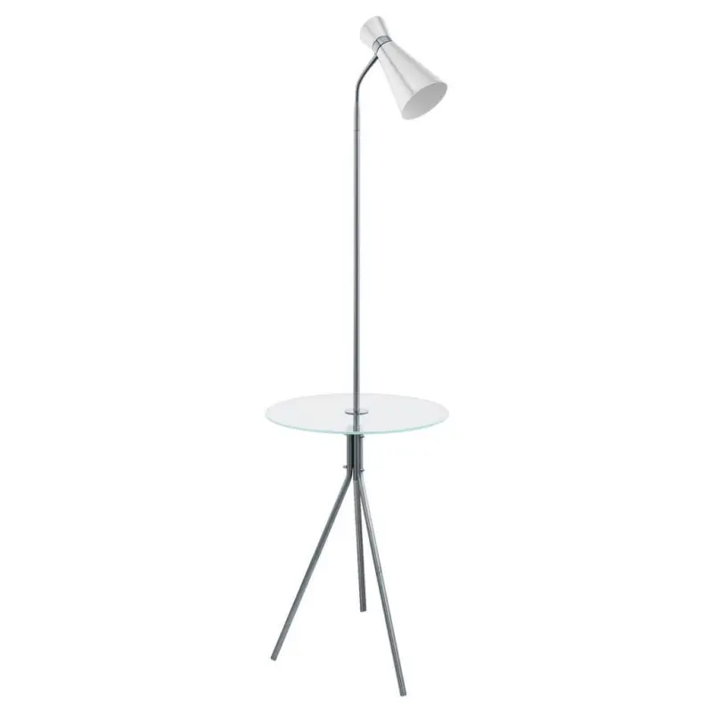 Stehlampe Policara Silber mit Glasablage